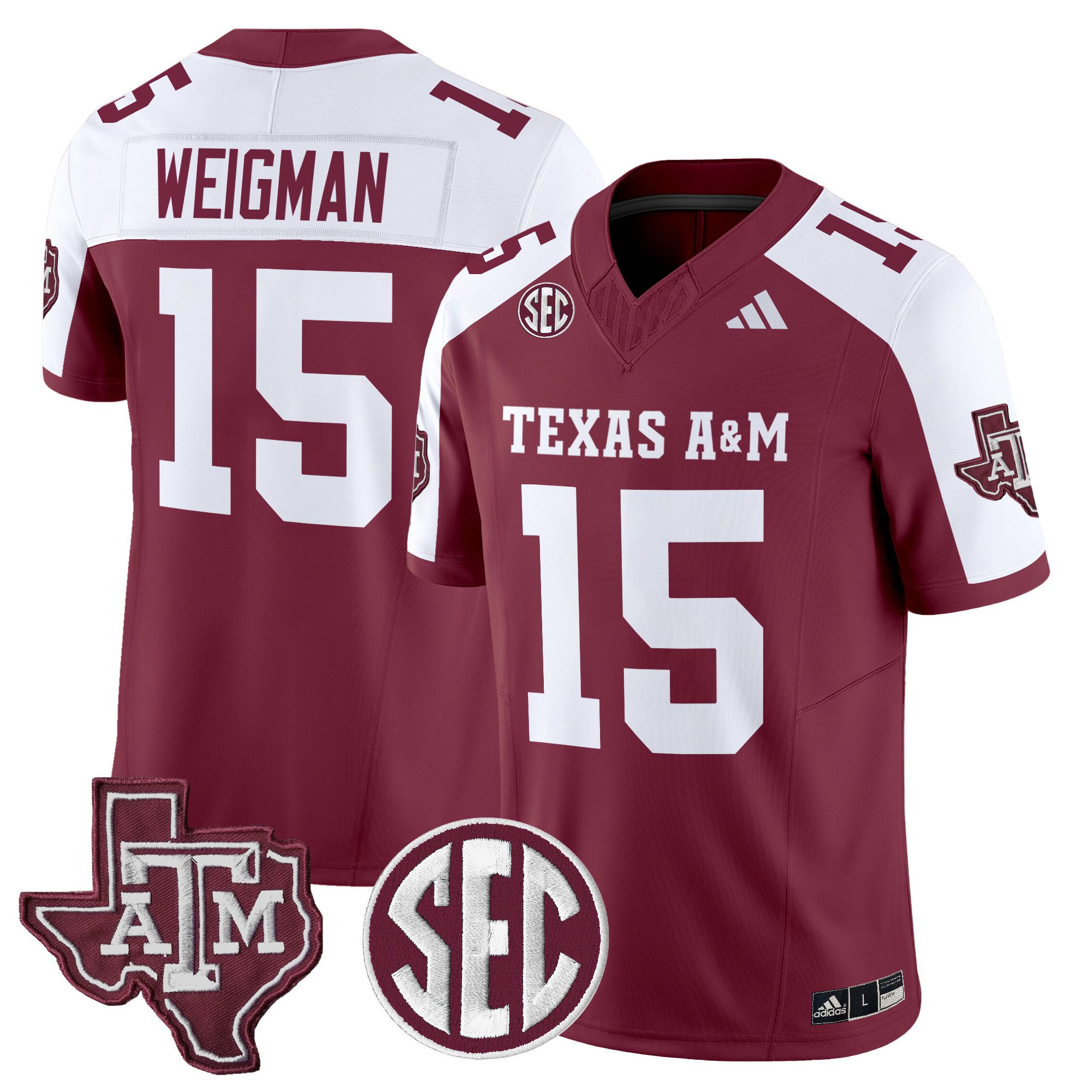 Men Texas A&M Aggies #15 Weigman Red 2024 Vapor Limited NCAA Jersey